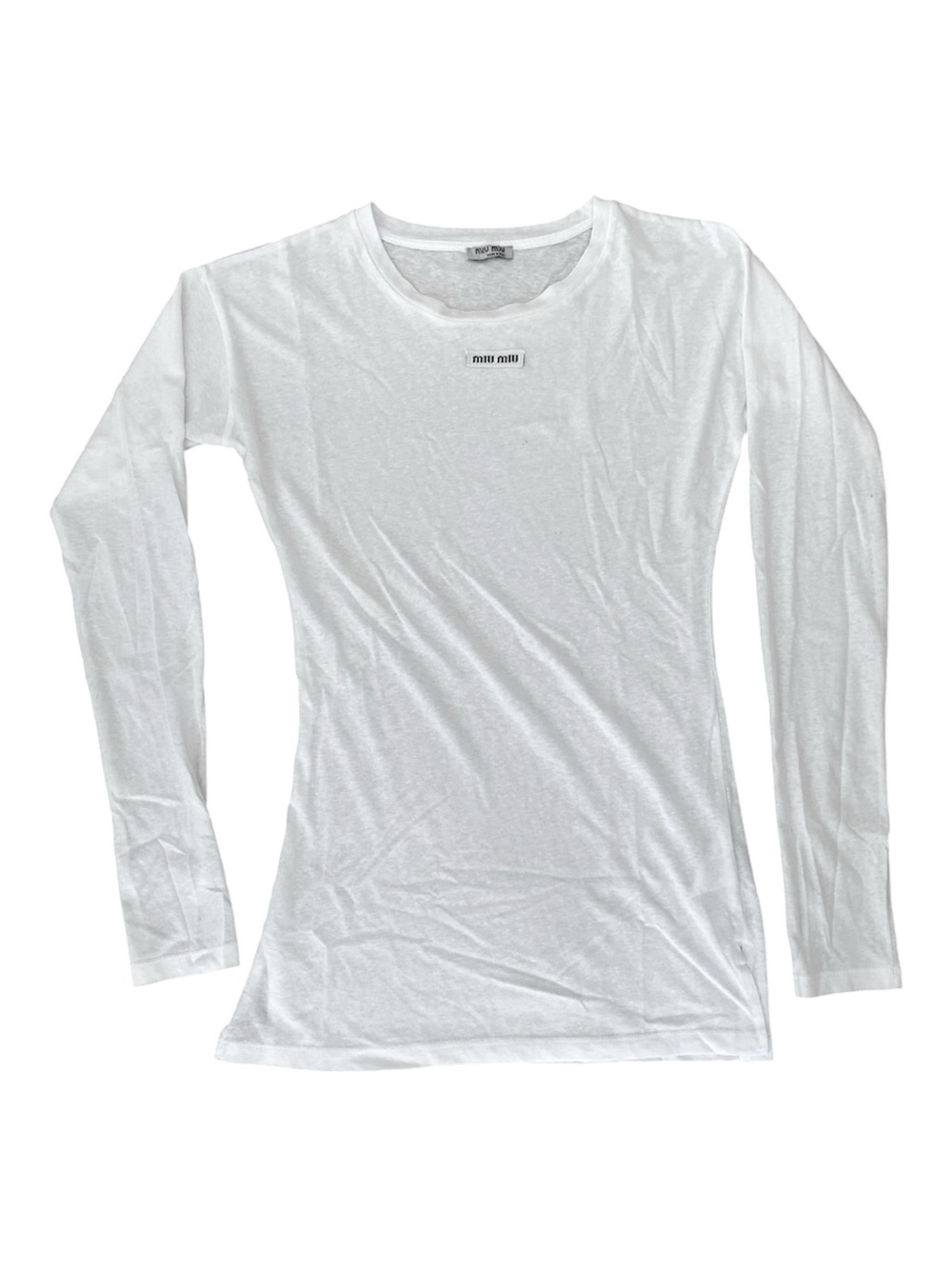 Miu Miu White Long Sleeve Crewneck Tee